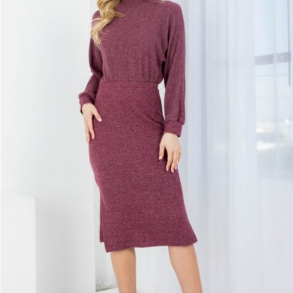 NWT Ginger G Elegant Cozy Comfy Long Sleeve Gray Midi Sweater Dress SML - Picture 5 of 5